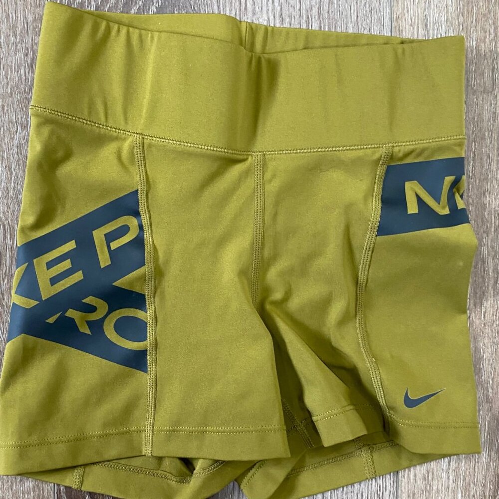 Nike Pro Dri-Fit Compression Shorts Avocado and Black Womens Size XS